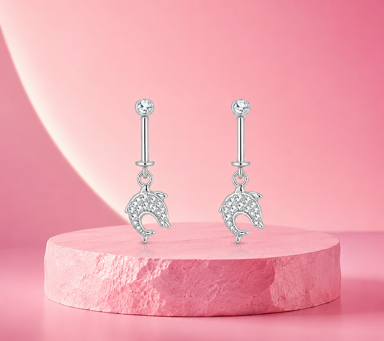 Ocean Gleam Dolphin Earrings - Image 2