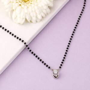 Silver Oval Stone Mangalsutra