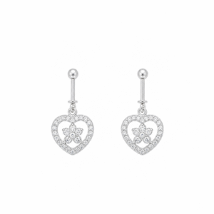 Crystal Heart Flower Studs