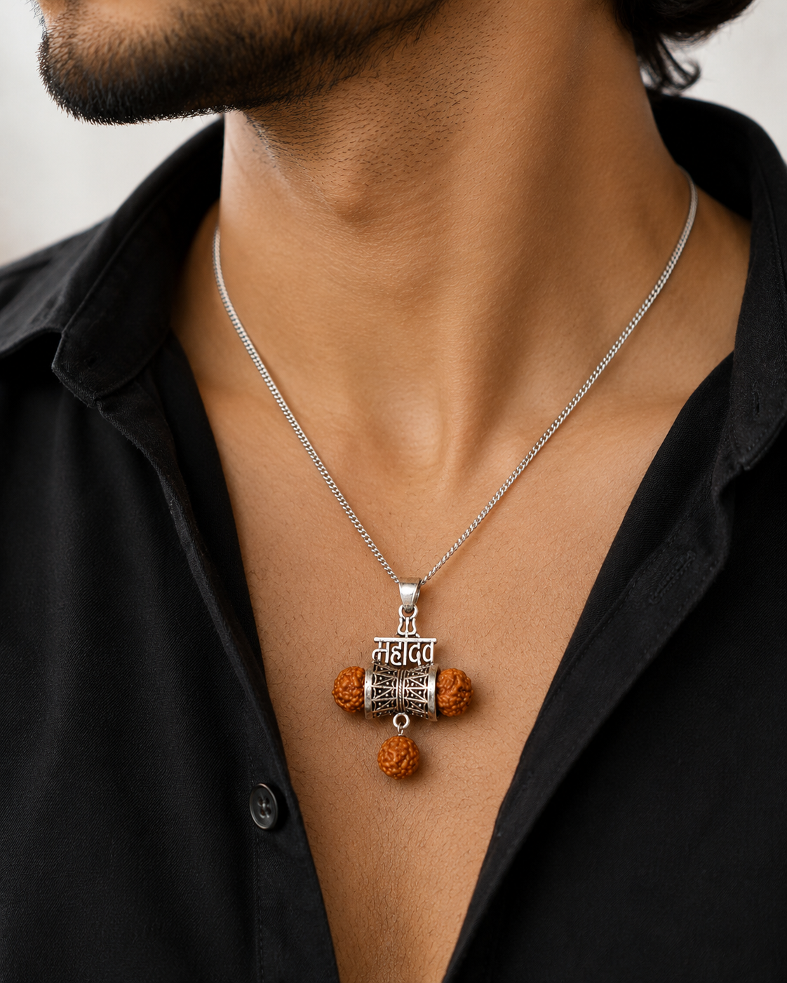 Antique silver Rudraksha pendant - Image 4