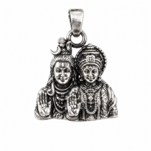 Silver Shiva and Parvati pendant
