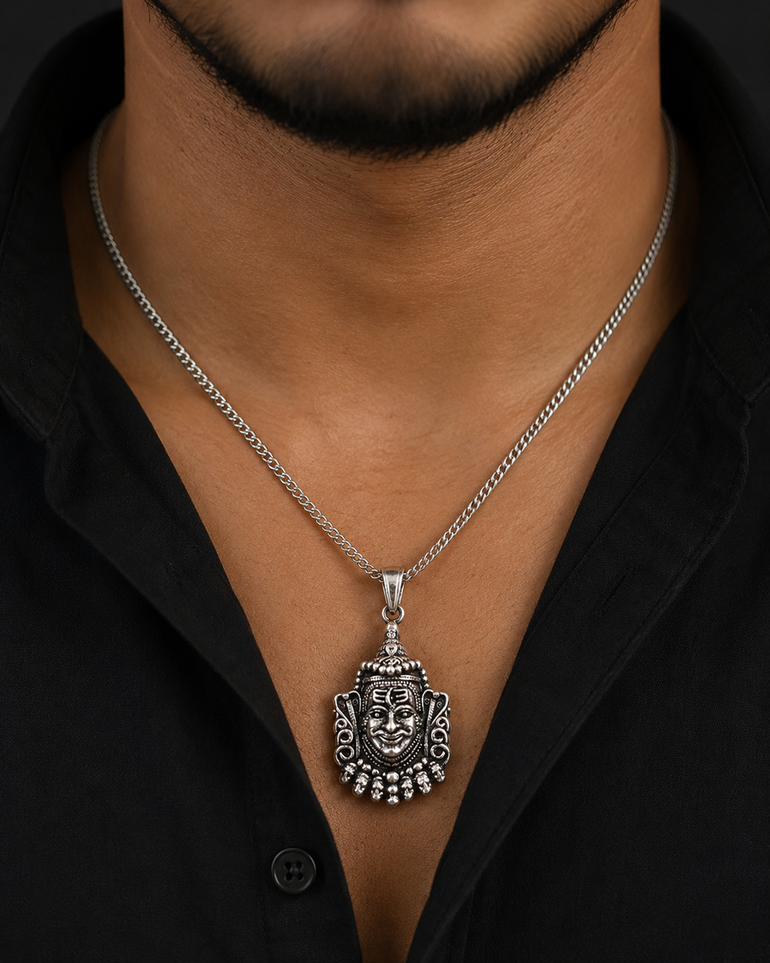 Antique silver deity pendant - Image 4