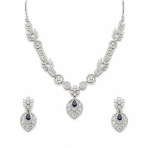 Royal Blue Silver Necklace Set
