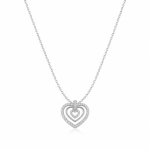 Sparkling Heart Silver Pendant Chain