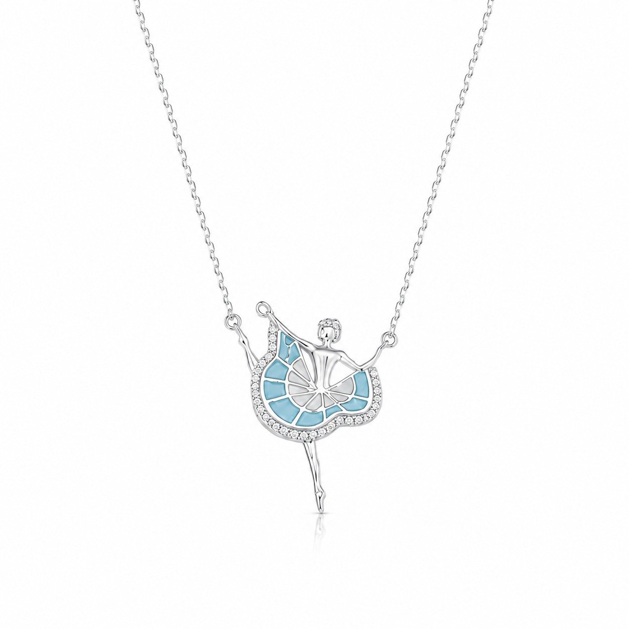 Blue Ballet Dancer Silver Chain