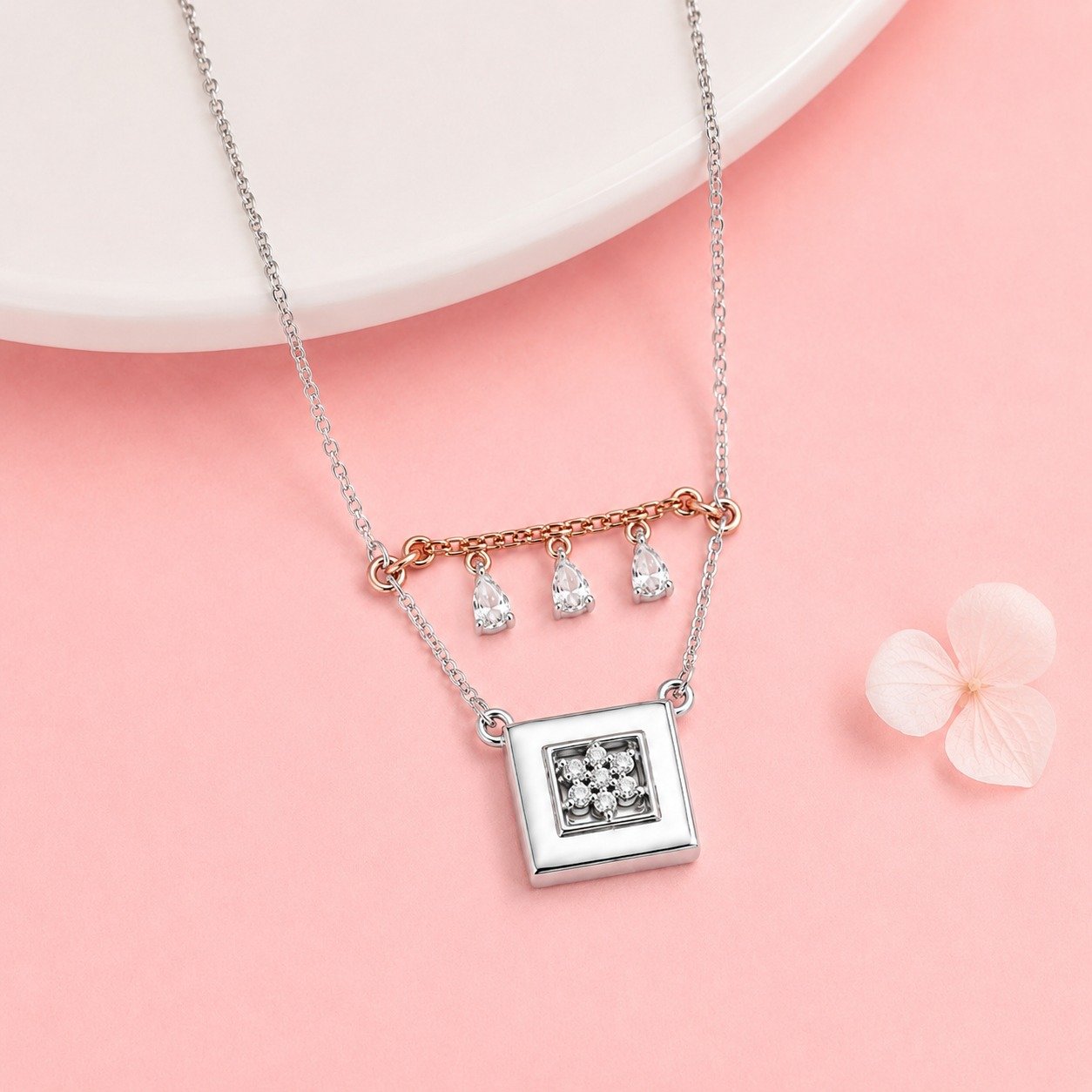 Silver Square Pendant Chain - Image 2