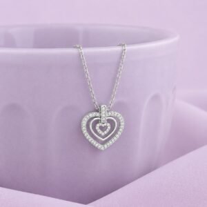 Sparkling Heart Silver Pendant Chain