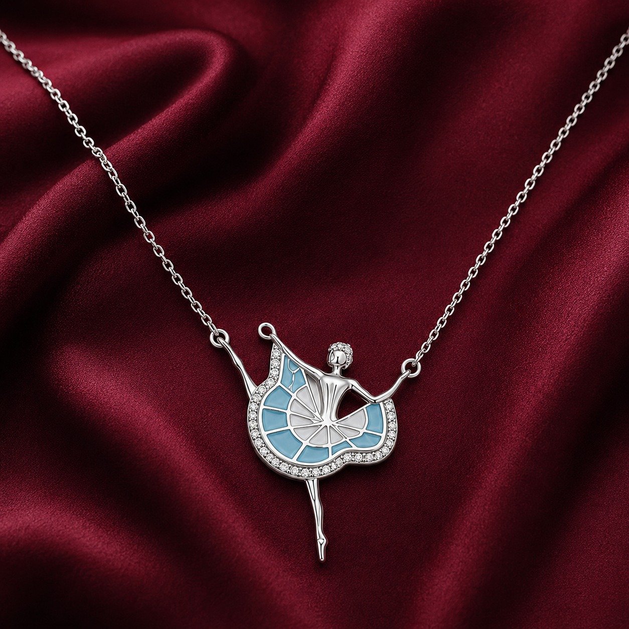 Blue Ballet Dancer Silver Chain - Image 2