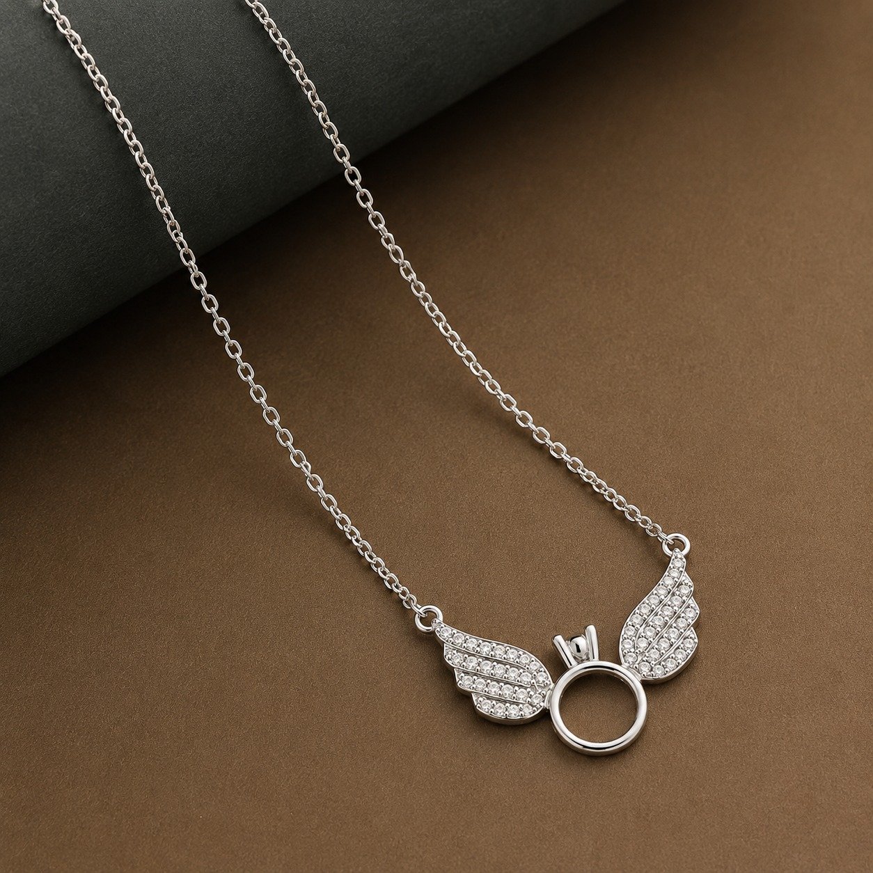 Angel Wings Silver Ring Pendant Chain - Image 2