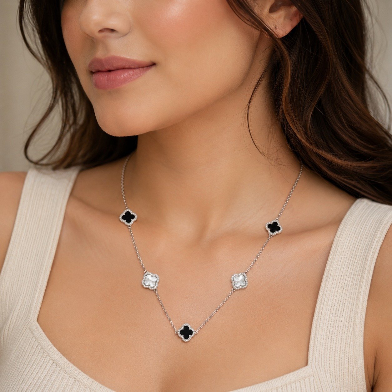 Clover Charm Silver Chain - Image 3