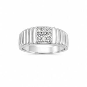 Silver Regal Diamond Square Ring