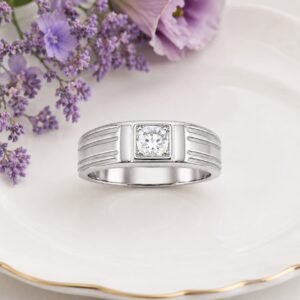 Silver Elegance Solitaire Band Ring