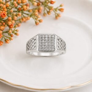 Silver Honeycomb Cluster Ring