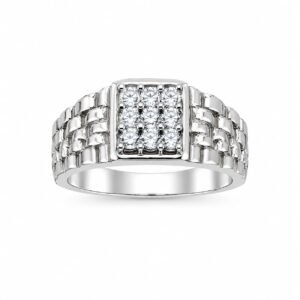 Silver Luxe Cluster Link Ring
